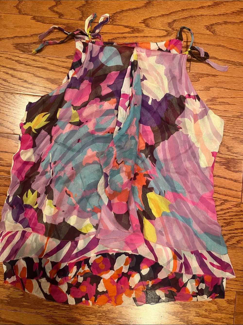 Diane Von Furstenberg Multicolor Floral Tie-Shoulder Tank